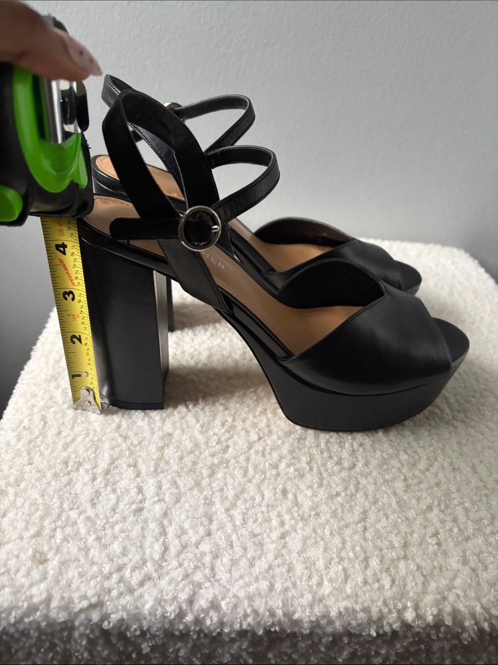 Marc Fisher Black Platform Block Heel Sandals with Ankle Straps